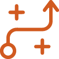 Arrow that curves with plus signs